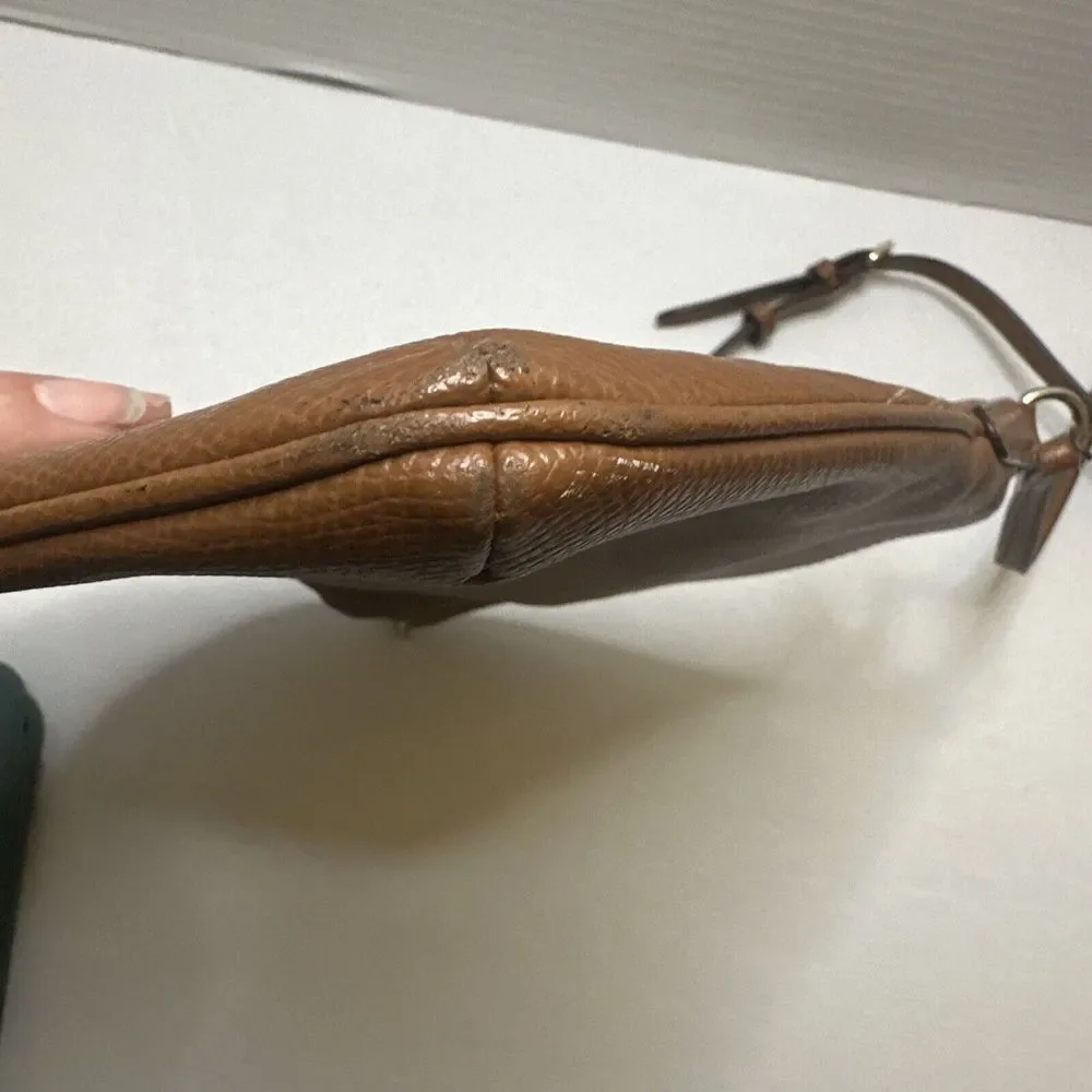 Coach Mini Rowan‎ File Pebbled Leather Crossbody Shoulder Handbag Purse Cognac